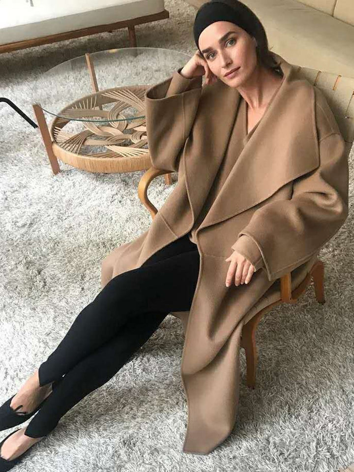 Damen Eleganter Oversize-Mantel mit offenem Vorderteil Drune