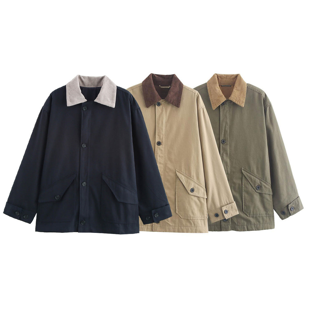 Damen Übergangsjacke mit praktischen Pattentaschen und Cord-Kragen Drune
