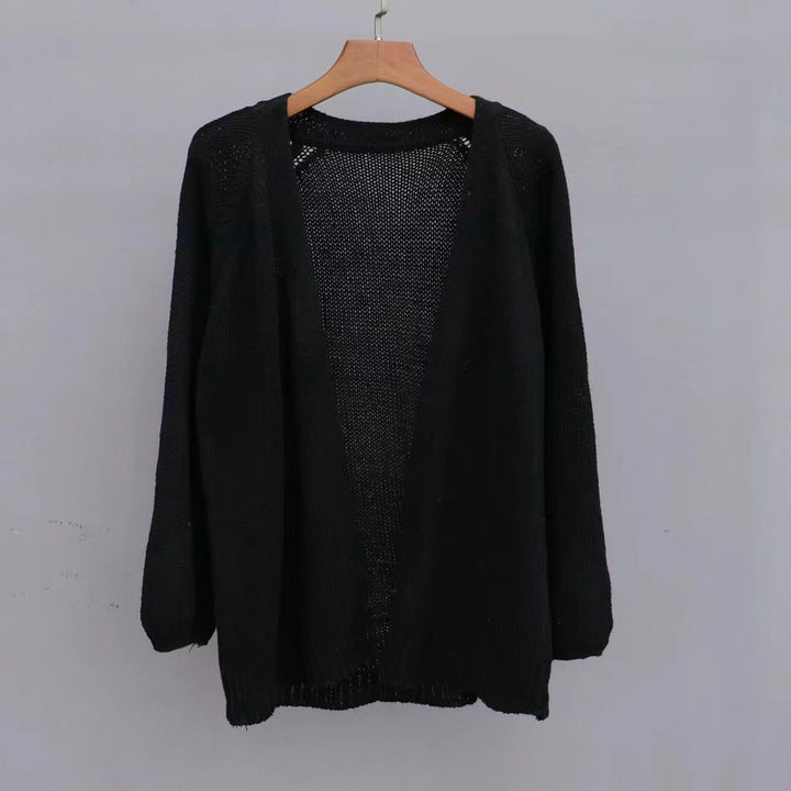 Damen lässige Strickjacke mit offenem Design und luftiger Maschenstruktur Drune