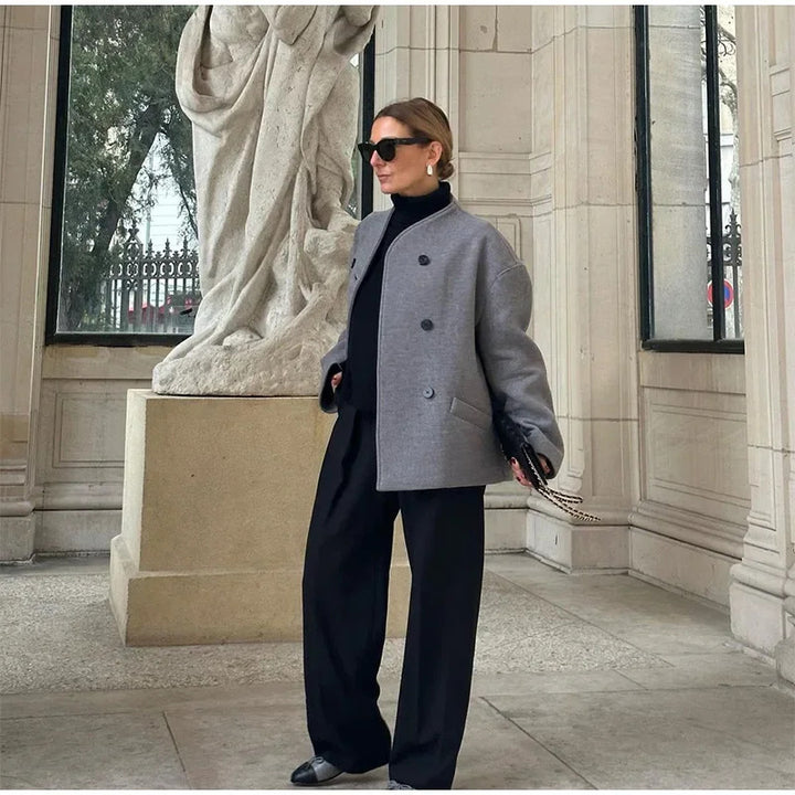 Damen Modische Wolljacke mit übergroßem Schnitt Drune