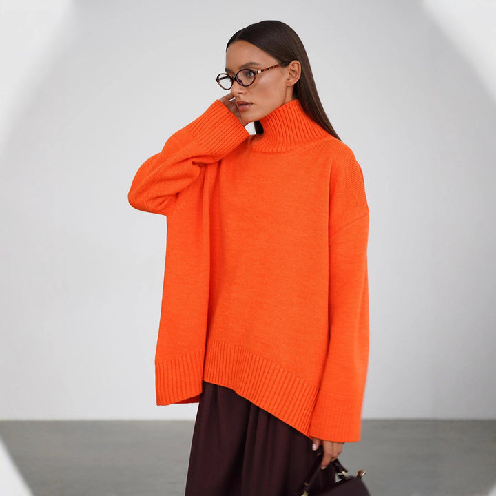 Damen Oversized Rollkragenpullover aus weicher Wollmischung Drune
