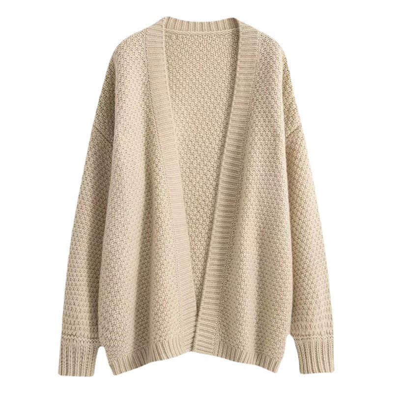 Damen lässiger Strickcardigan mit oversized Schnitt und besonderen Texturen Drune