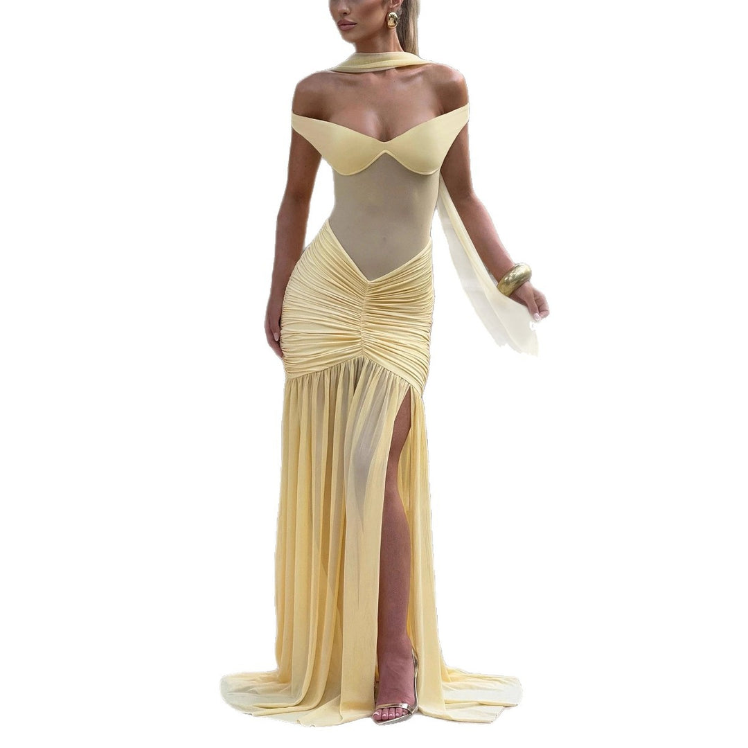 Damen Elegantes Maxi-Kleid mit Figurbetonendem Design Drune