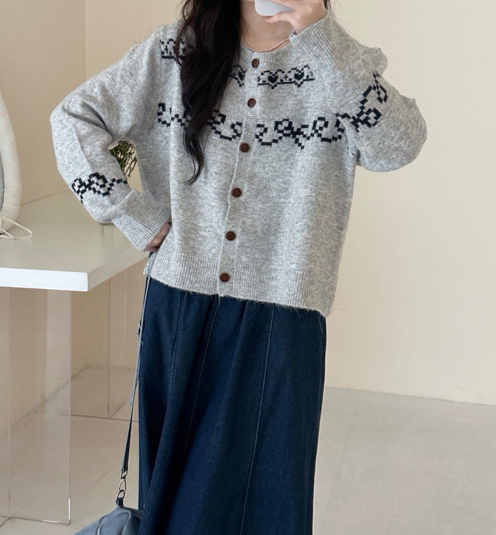 Damen Kuscheliger Strickcardigan mit einzigartigem Muster Drune