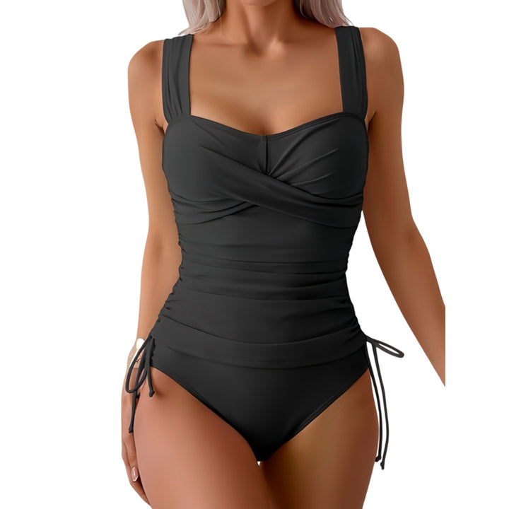 Damen Einteiliger Badeanzug mit modernem Wickeldesign und sportlichem Schnitt Drune