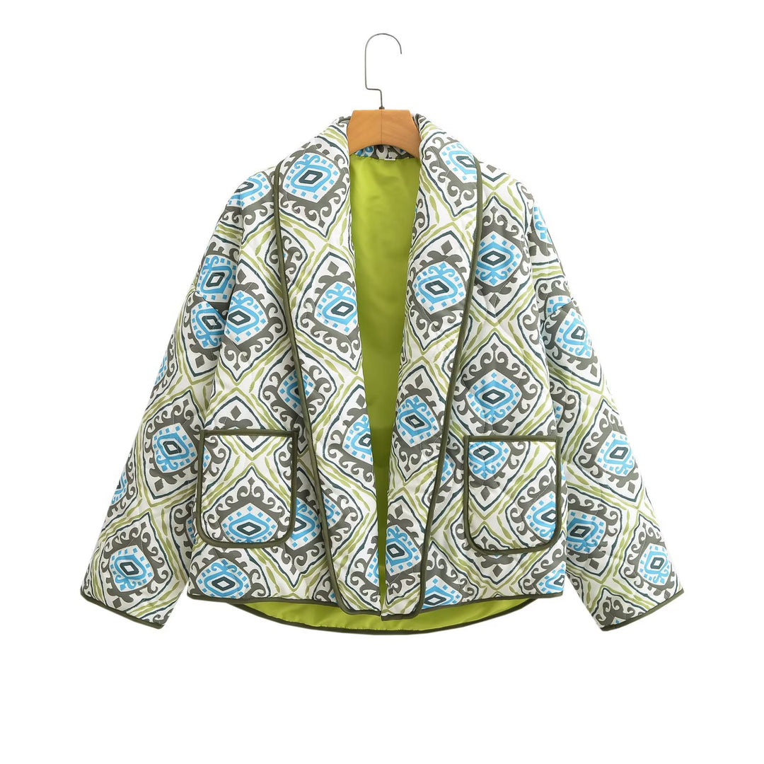 Damen Modische Blazerjacke mit auffälligem geometrischem Muster Drune
