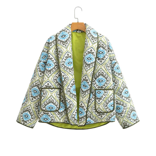 Damen Modische Blazerjacke mit auffälligem geometrischem Muster Drune