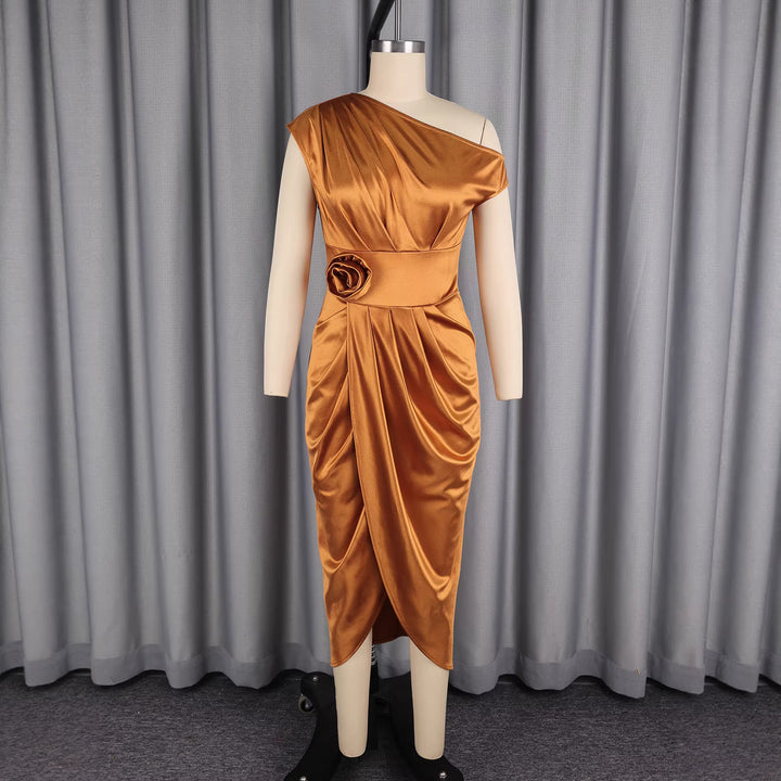 Damen Elegantes Wickelkleid mit 3D-Blütenapplikation Drune