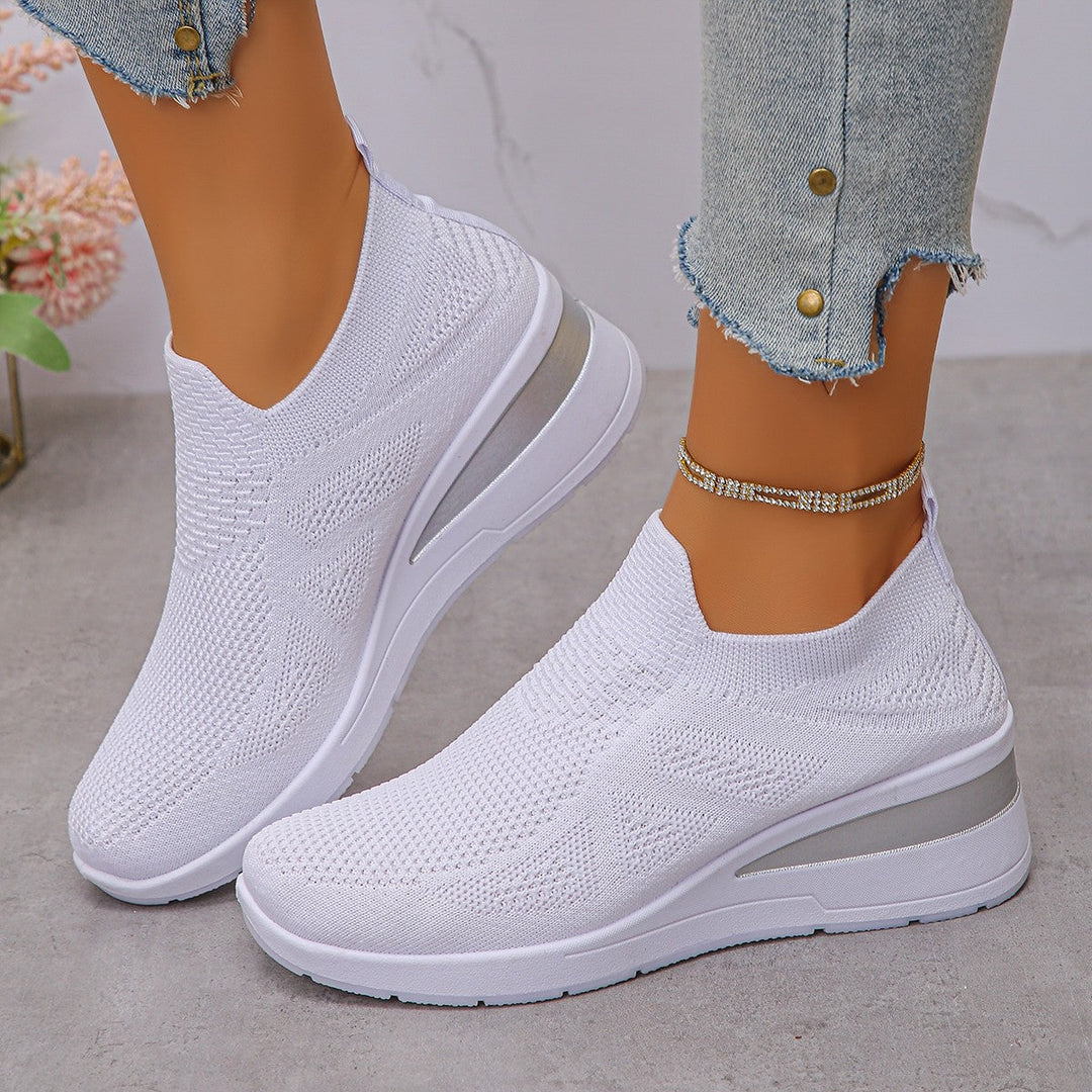 Damen Komfortable Wedge-Sneaker aus atmungsaktivem Strickmaterial Drune