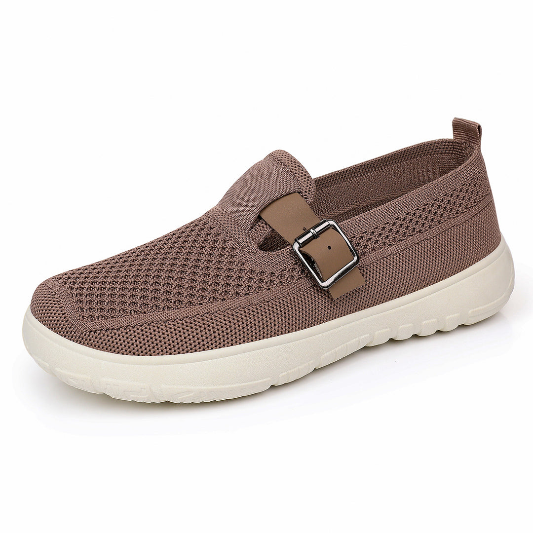 Damen nan atmungsaktiver Strick-Slip-On mit verstellbarer Metallschnalle und federnder Leicht-EVA-Sohle Drune