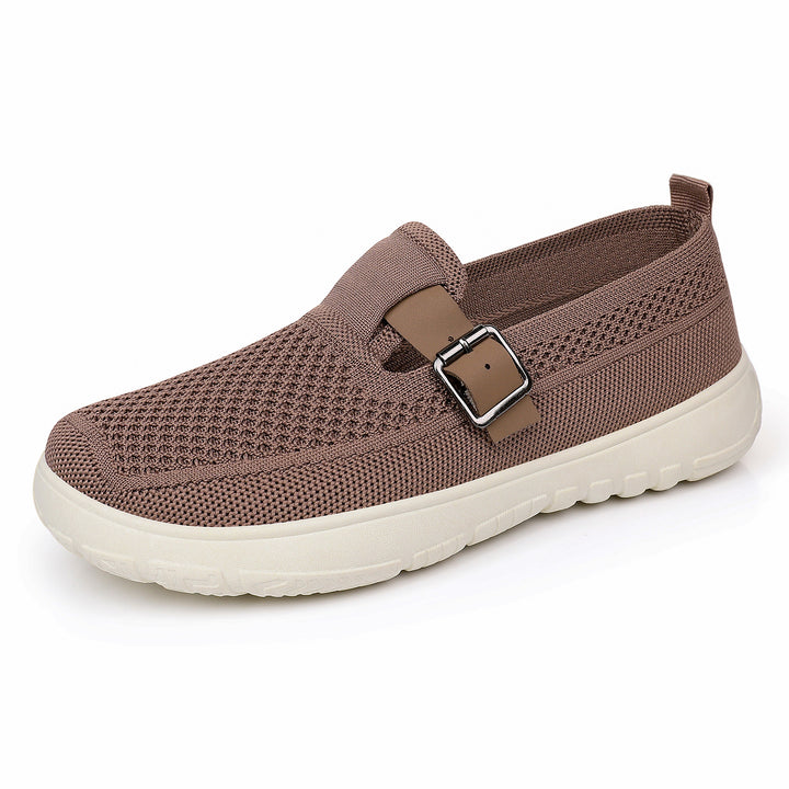 Damen nan atmungsaktiver Strick-Slip-On mit verstellbarer Metallschnalle und federnder Leicht-EVA-Sohle Drune