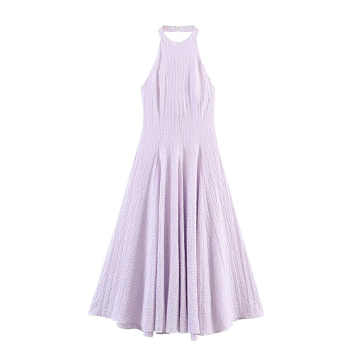 Damen Abendkleid mit hohem Kragen und fließendem Rock Drune