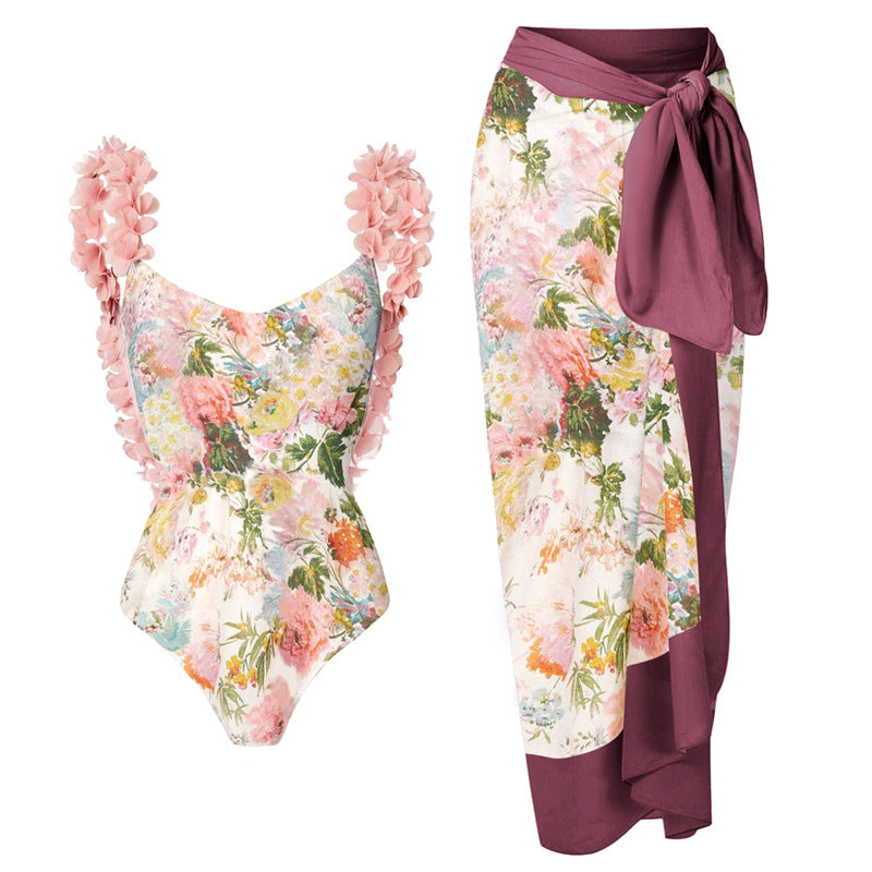Damen Badeanzug mit floralem Design und schicker Wickelhose Drune