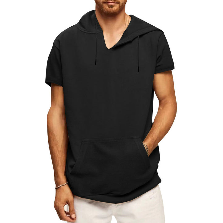 Herren lässiges Kapuzen-T-Shirt mit Fronttasche und modernem Schnitt Drune
