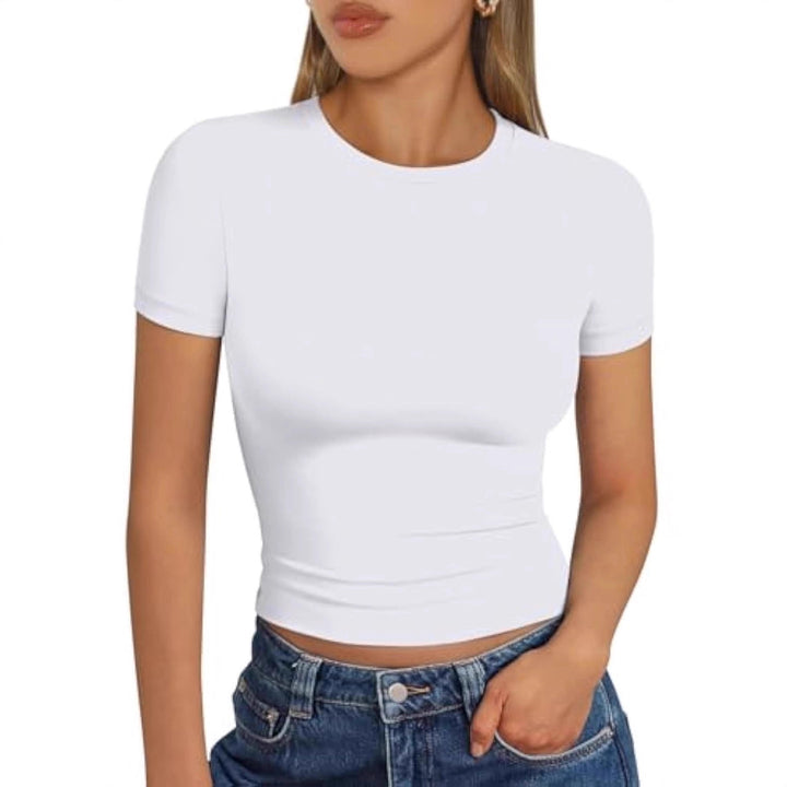 Damen figurbetontes Kurzarmshirt aus elastischem Material Drune