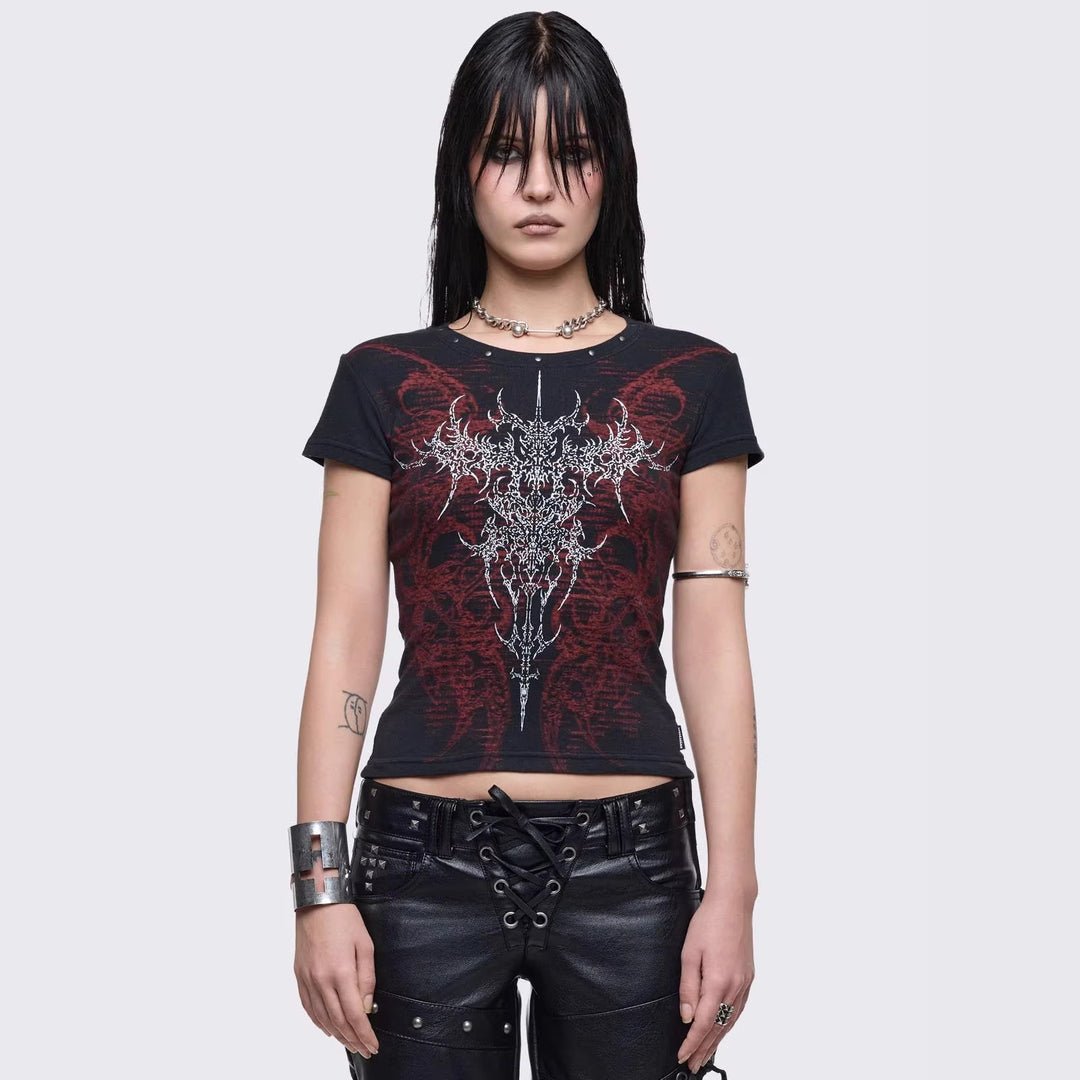 Damen Grafik-Print T-Shirt mit einzigartigem Design Drune