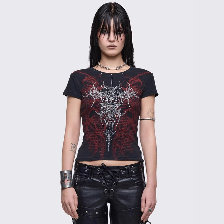 Damen Grafik-Print T-Shirt mit einzigartigem Design Drune