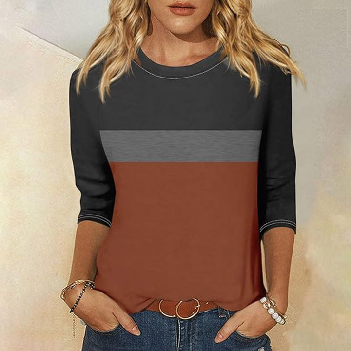Damen Freizeit-T-Shirt mit modischem Farbblockdesign Drune