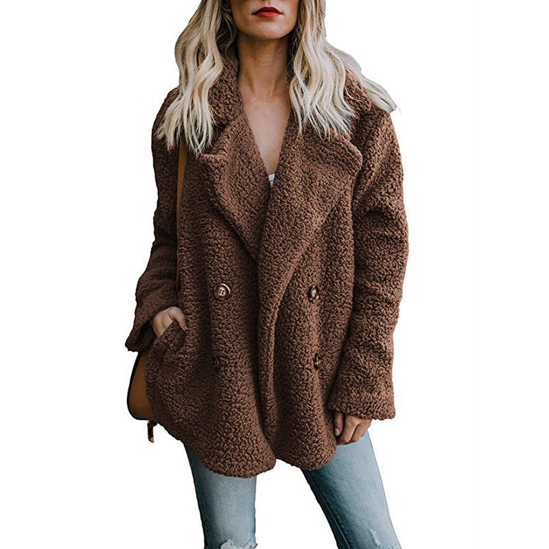 Damen kuschelige Bouclé-Jacke Drune