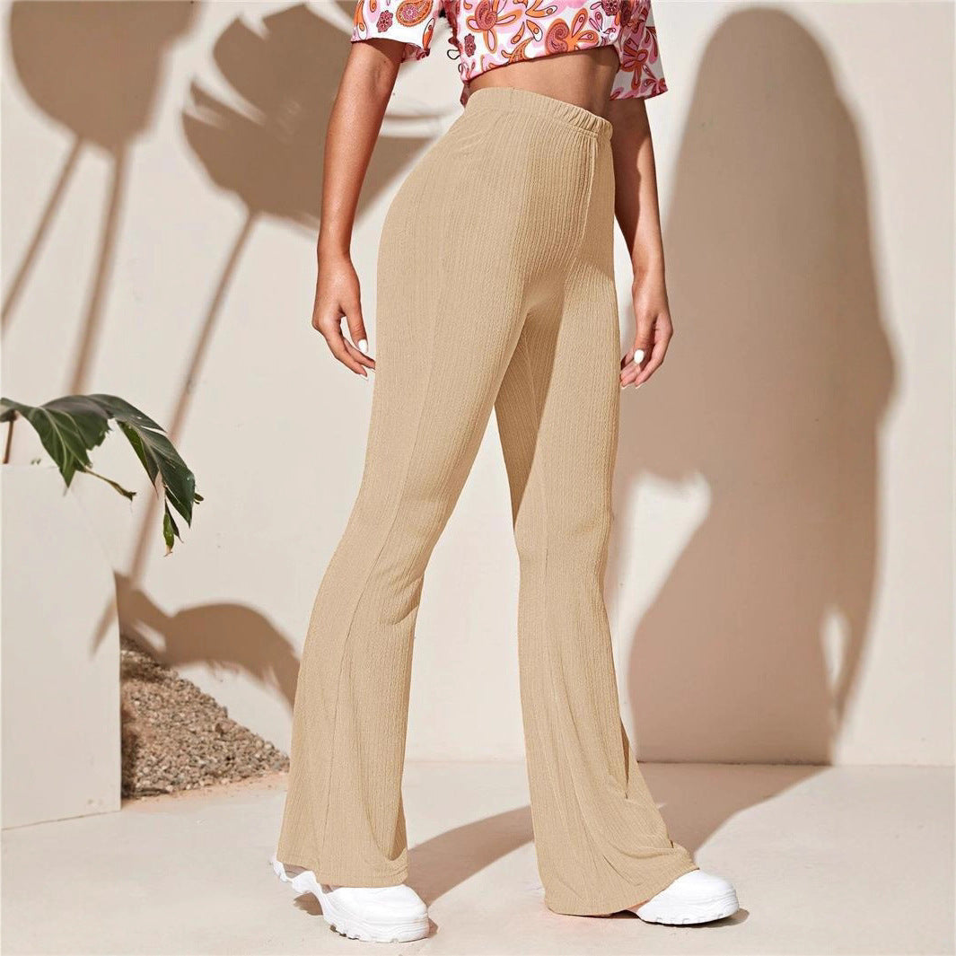 Damen Hochtaillierte Rippstrick-Leggings mit ausgestelltem Bein Drune
