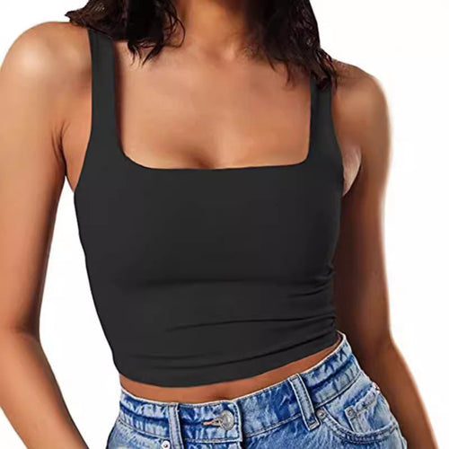 Damen Crop-Top mit quadratischem Ausschnitt und schmalem Schnitt Drune