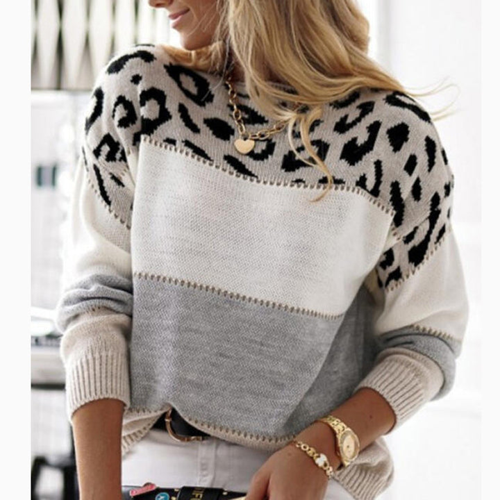 Damen modischer Pullover mit grafischem Tiermuster und strukturiertem Design Drune