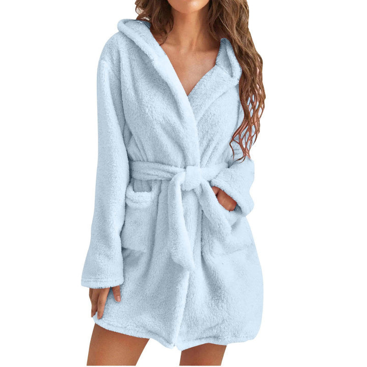 Damen Fleece-Roben mit praktischen Taschen und gemütlichem Kapuzen-Design Drune