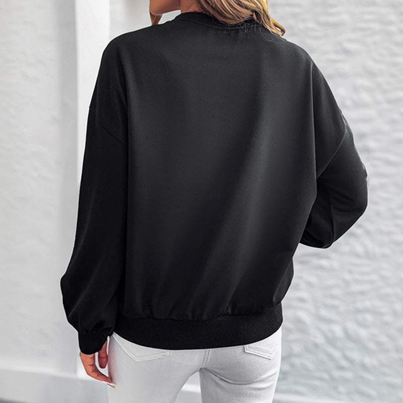 Damen modischer Sweatshirt mit goldenen Herzchen-Print Drune