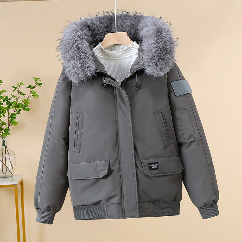 Damen Winterjacke mit abnehmbarem Kunstfellkragen und großen Taschen Drune