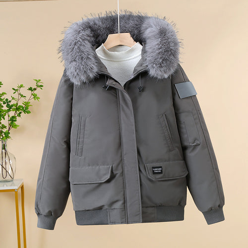 Damen Winterjacke mit abnehmbarem Kunstfellkragen und großen Taschen Drune