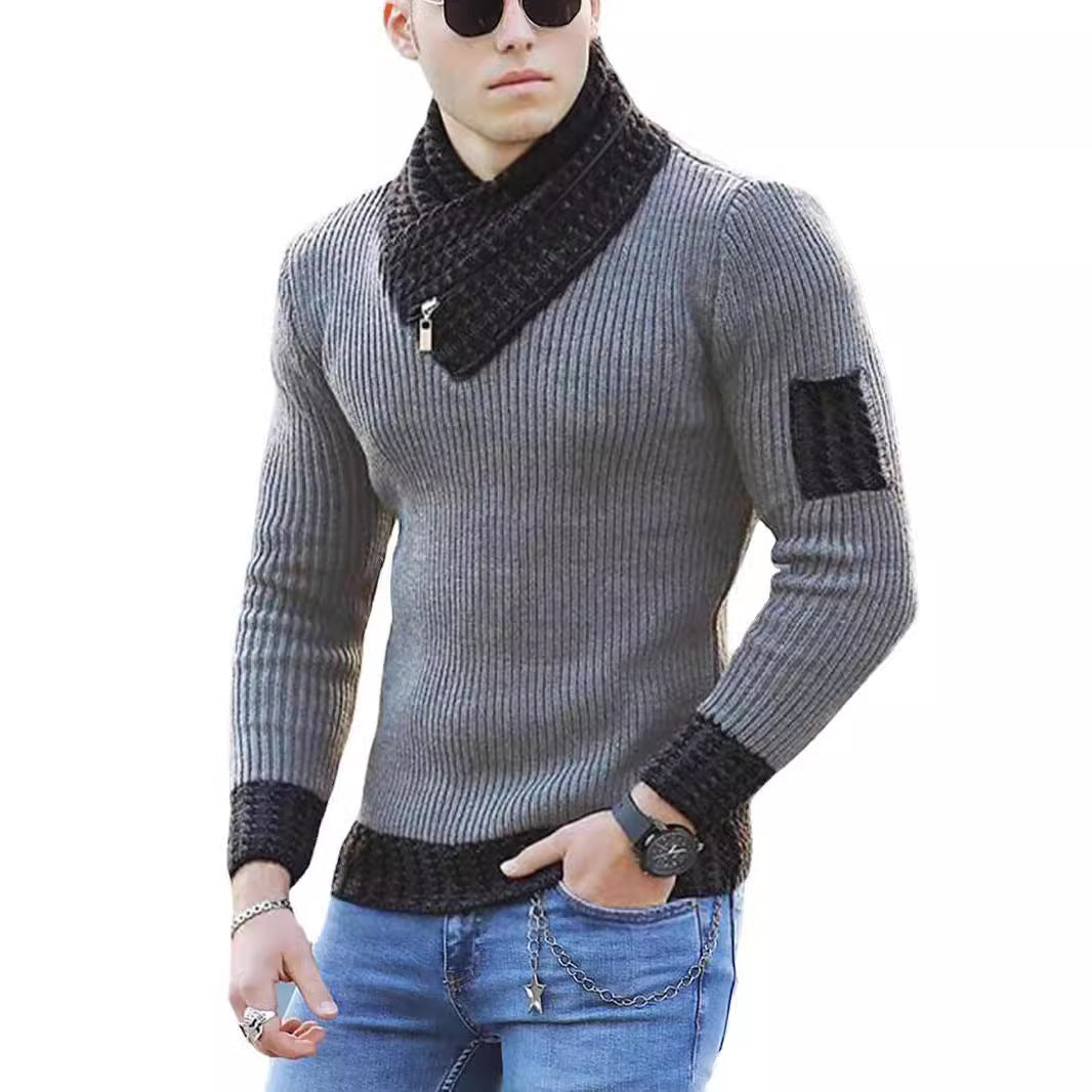 Herren strukturierter Pullover mit modernem Stehkragen Drune