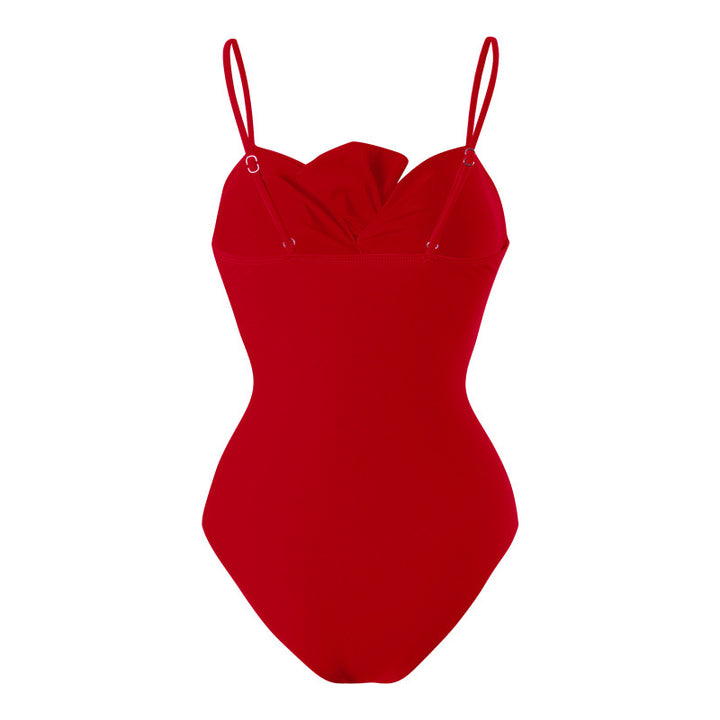 Damen Einteiler Badeanzug mit verstellbaren Trägern und eleganter Raffung Drune