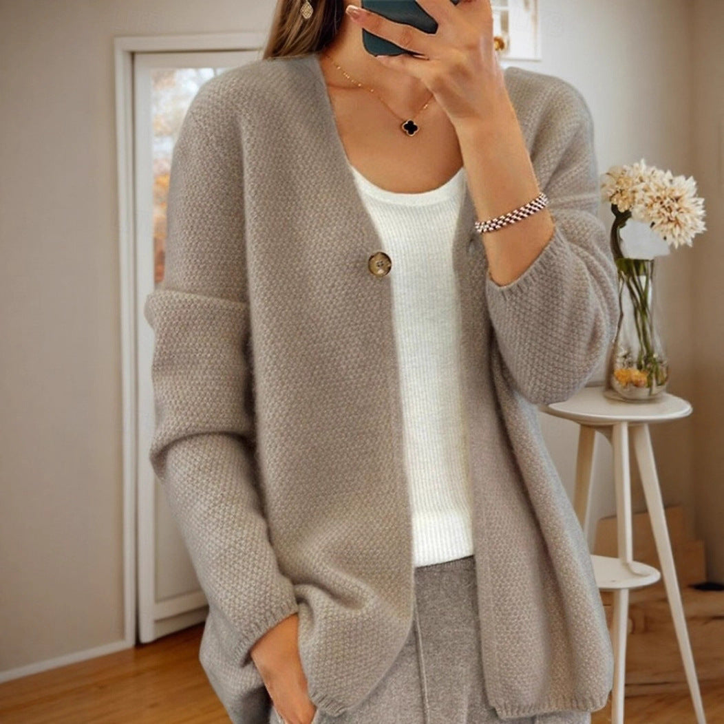 Damen Strickjacke mit feiner Struktur und Knopfleiste Drune