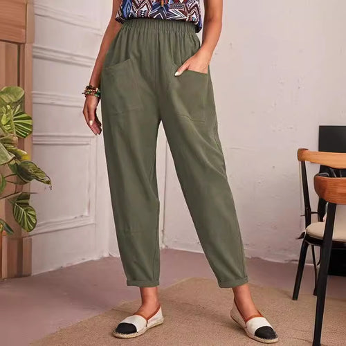 Damen Bequeme Chino-Hose mit elastischem Bund und praktischen Taschen Drune