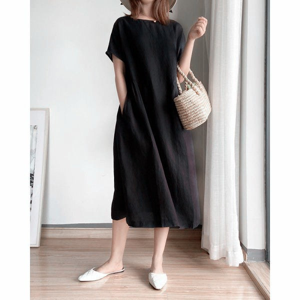 Damen Leichtes und vielseitiges Sommerkleid mit Taschen Drune