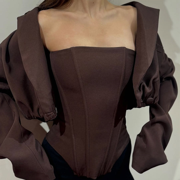 Damen Corsagen-Top mit Volumenärmeln Drune