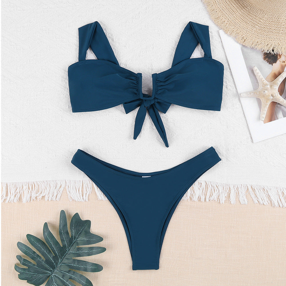 Damen Bikini-Set mit verspieltem Knotendesign und floralem Print Drune