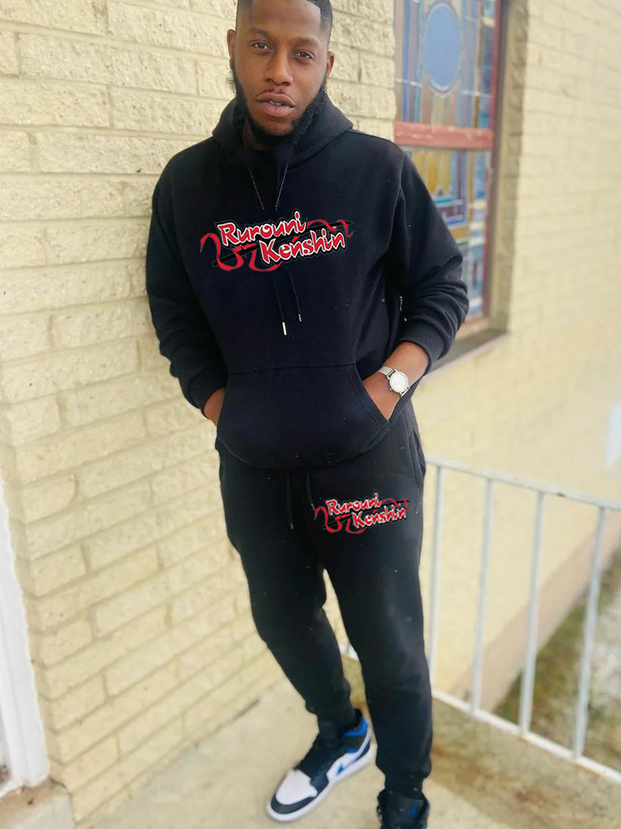 Herren Hoodie und Jogginghose Set mit kreativem Druckmotiv Drune