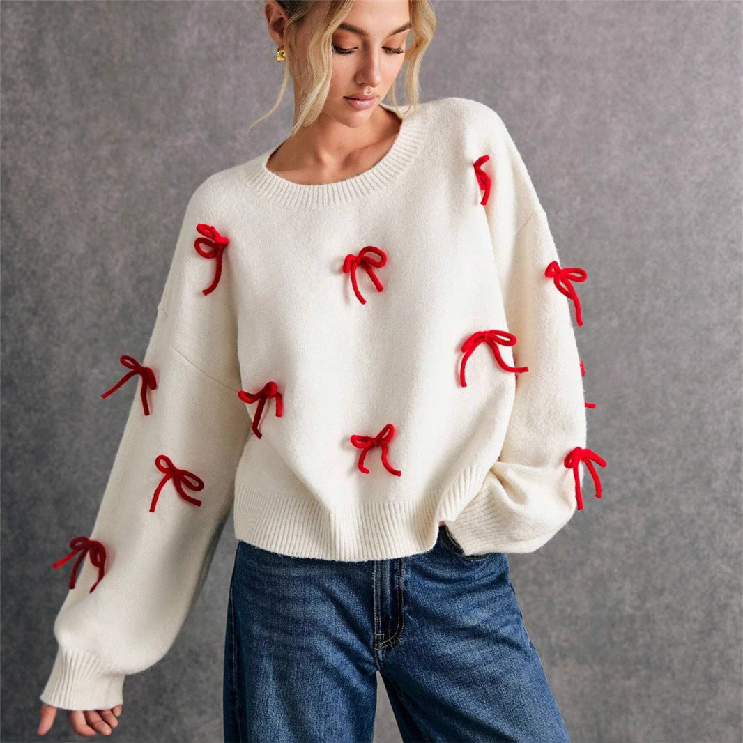 Damen Pullover mit dekorativen Schleifenelementen und modernem Schnitt Drune