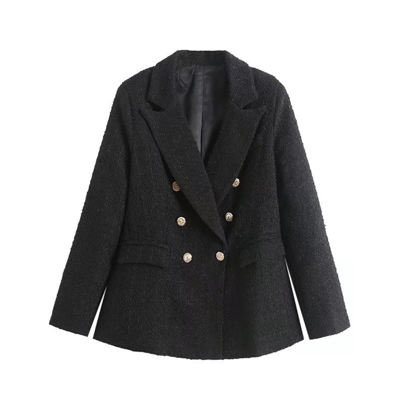 Damen Doppelt gestepptes Karoblazerjacke Drune