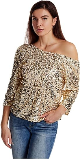 Damen Glitzernde Pailletten-Bluse Drune