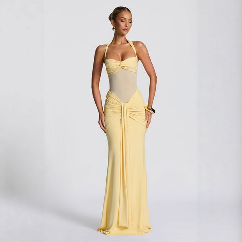 Damen figurbetontes Abendkleid mit innovativem Rüschendesign und fließendem Schnitt Drune