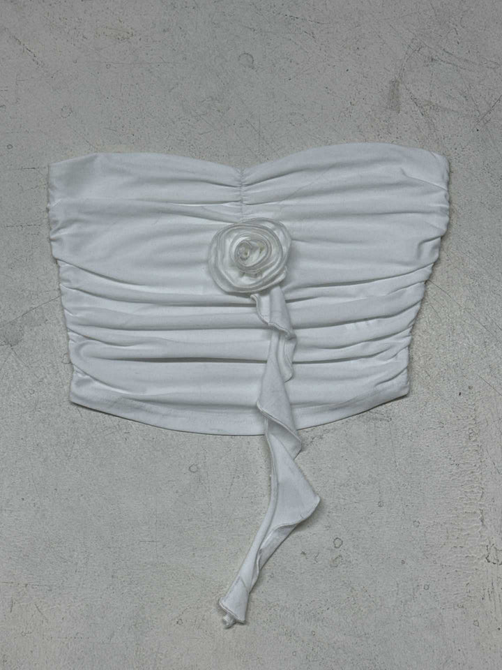 Damen Bustier-Oberteil mit raffiniertem Rüschendesign und eleganter Rosendekoration Drune