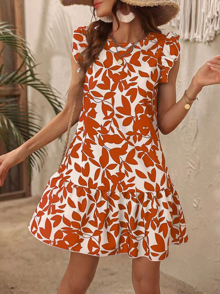 Damen Sommerkleid mit Rüschendetails und floralem Muster Drune