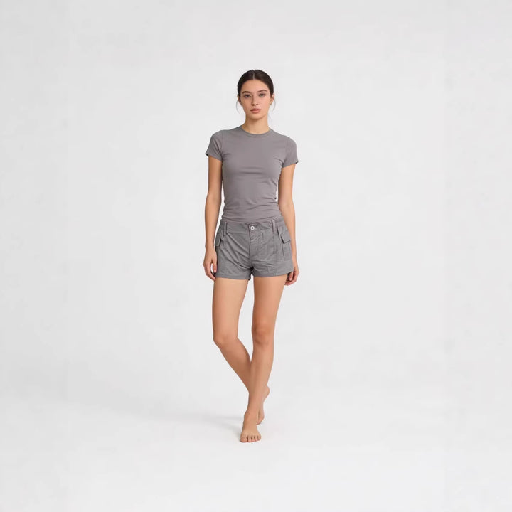 Damen Cargo-Shorts mit funktionalen Seitentaschen und elastischem Bund Drune