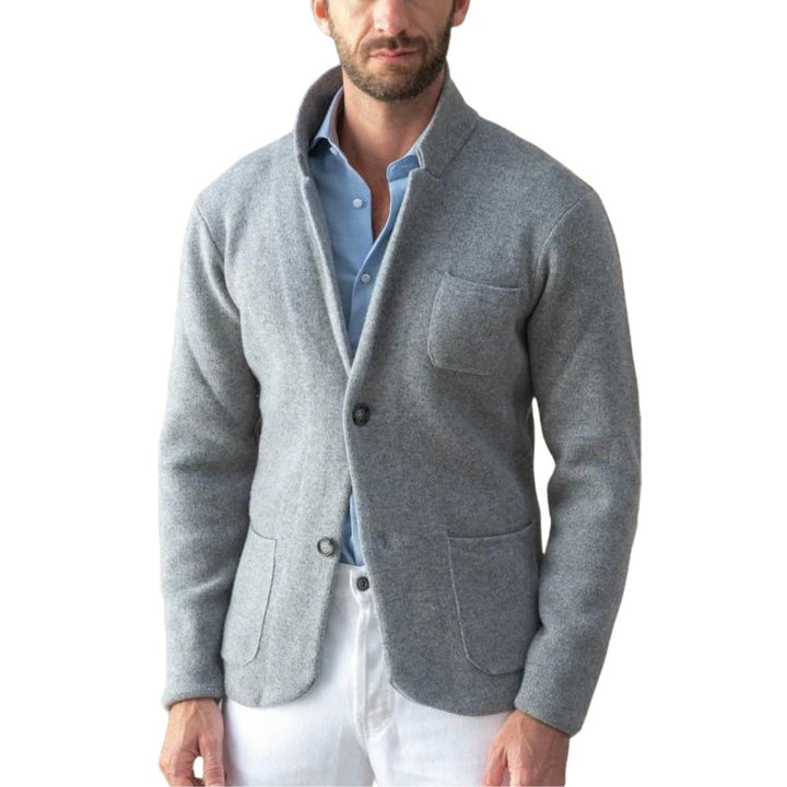 Herren modern geschnittener Strickmantel mit komfortablem Kragen und praktischen Taschen Drune