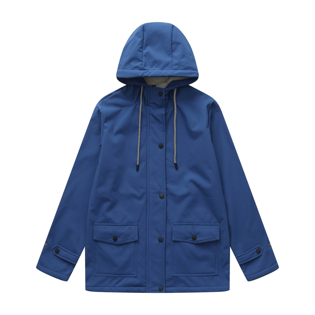 Damen wasserabweisende Outdoorjacke mit verstellbarem Kapuzenkragen Drune