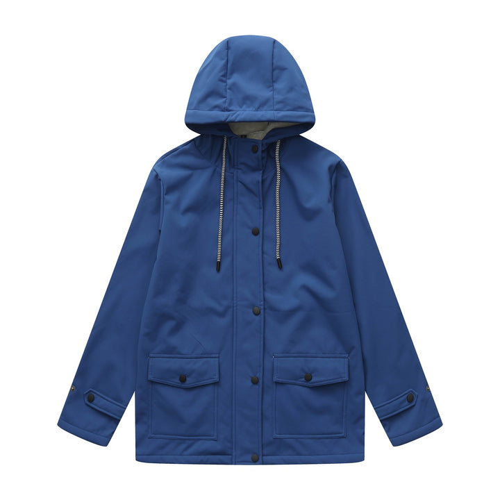 Damen wasserabweisende Outdoorjacke mit verstellbarem Kapuzenkragen Drune