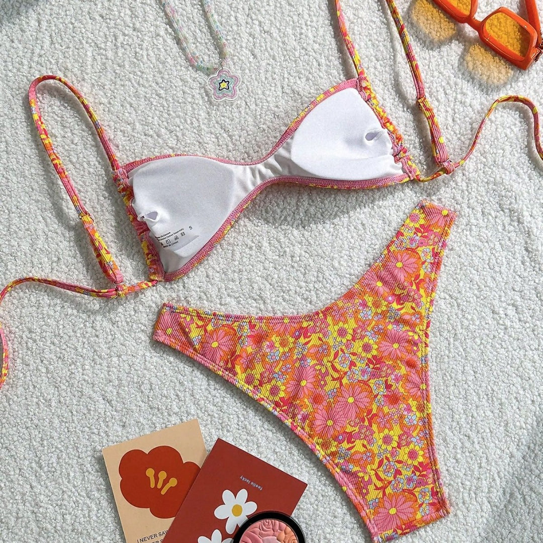 Damen Blumenmuster Bikini Drune
