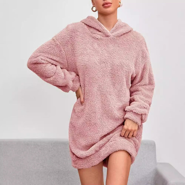 Damen Kuscheliger Oversize-Hoodiekleid aus weichem Fleece Drune